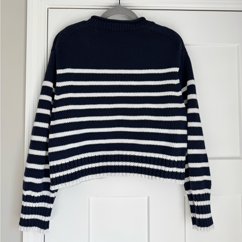 J. Crew Navy and White Striped Crewneck Sweater - Picture 5 of 5